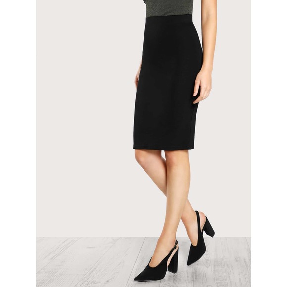 High waisted midi length Pencil Skirt black - Picture 5 of 11